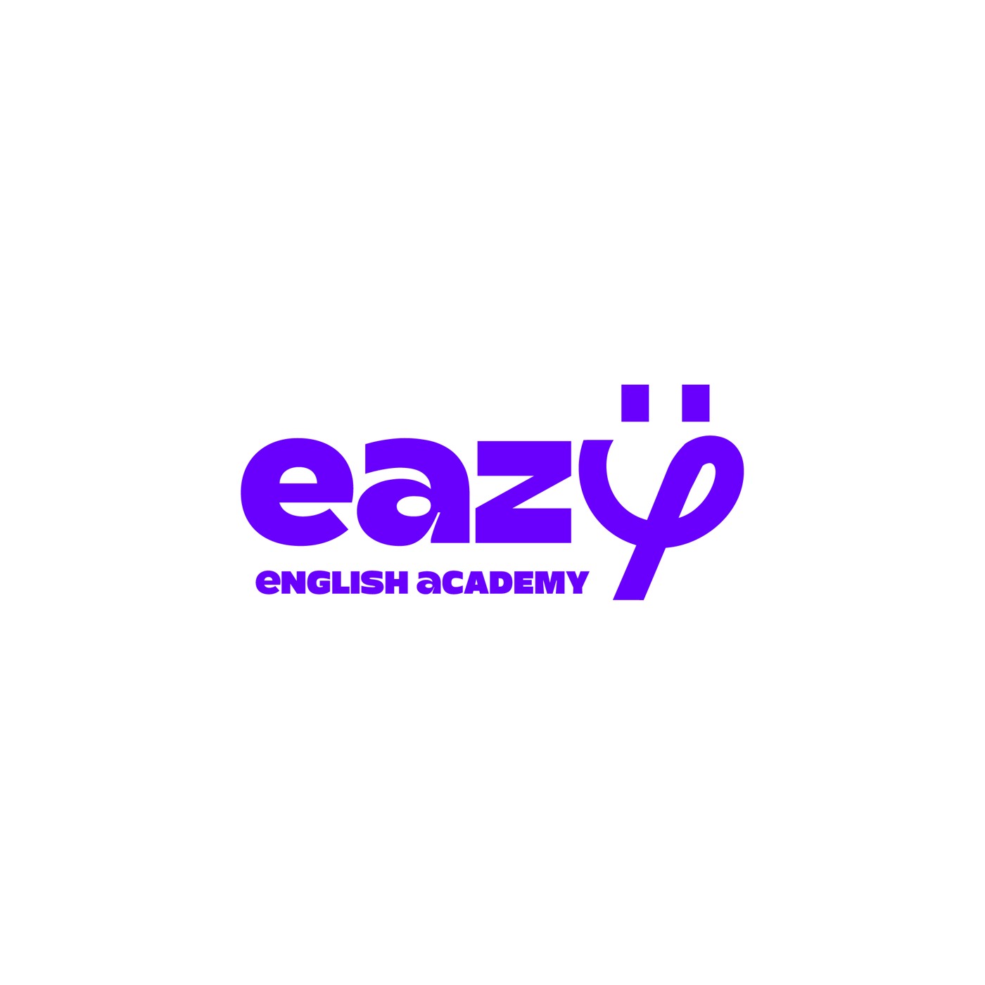 Assinatura Eazy English Academy em roxo sobre branco